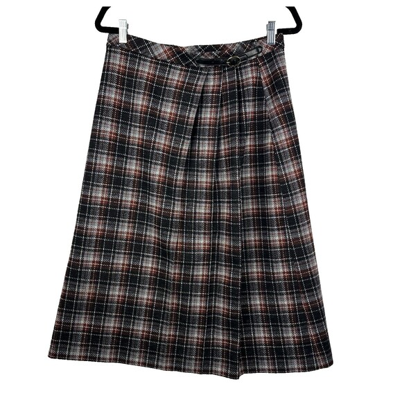Vintage Jantzen Wool Pleated Plaid Midi Skirt Size 12 Preppy Academia Heritage - Picture 1 of 7
